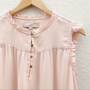 LOFT Light Pink Ruffle Sleeveless Blouse